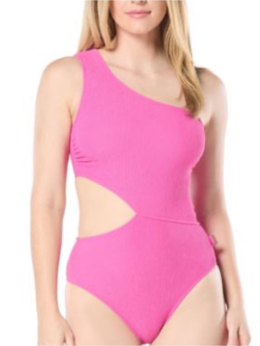 Michael Kors Bright Pink One-Shoulder Cutout Women’s bathing suit. Sz 10.